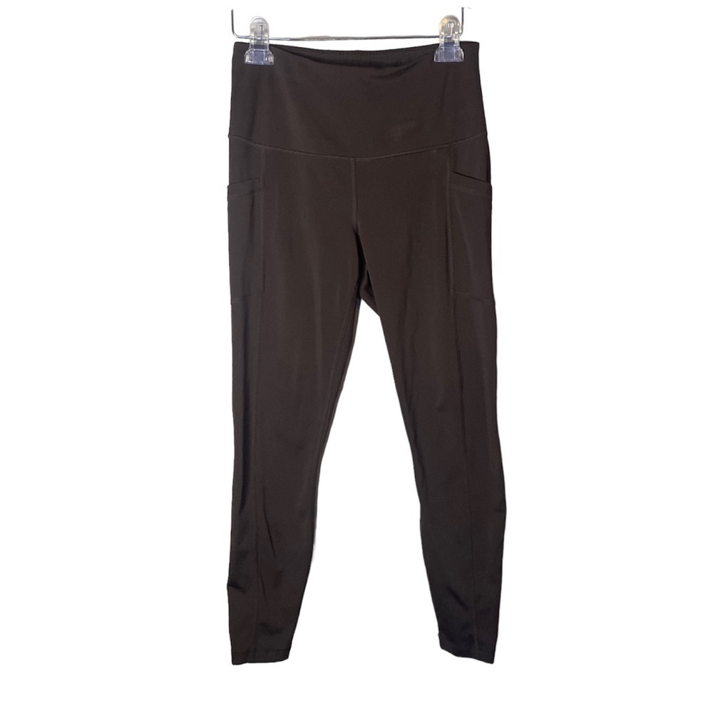 90 DEGREE REFLEX Brown side pockets pull on workout leggings active sports wear